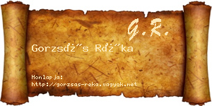 Gorzsás Réka névjegykártya